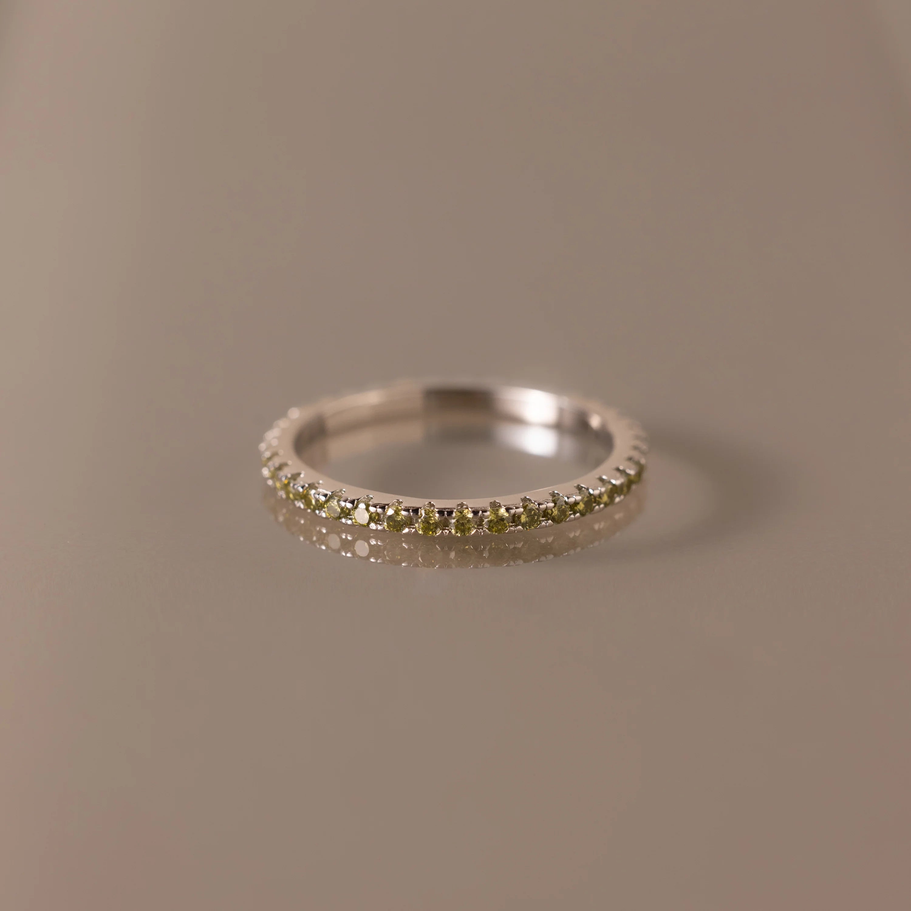 Peridot Endless Eternity Ring Silver 18K Gold Plated
