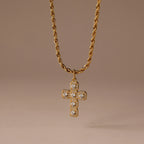 Diamond Cross Necklace Silver 18K Gold Plated