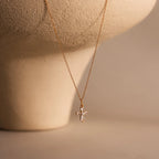 Diamond Art Deco Cross Necklace Silver 18K Gold Plated
