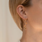 Dangling Rose Huggies Silver 18K Gold Plated