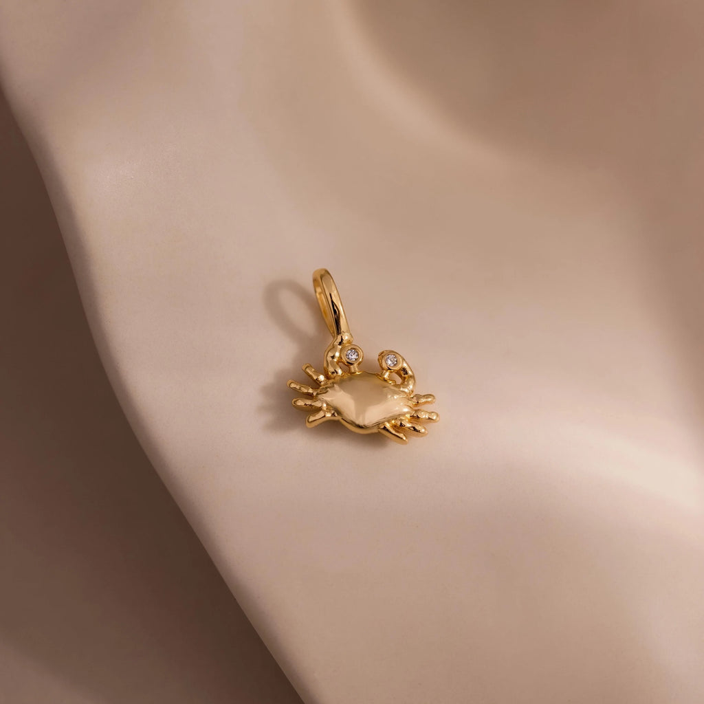 Diamond Crab Charm Silver 18K Gold Plated