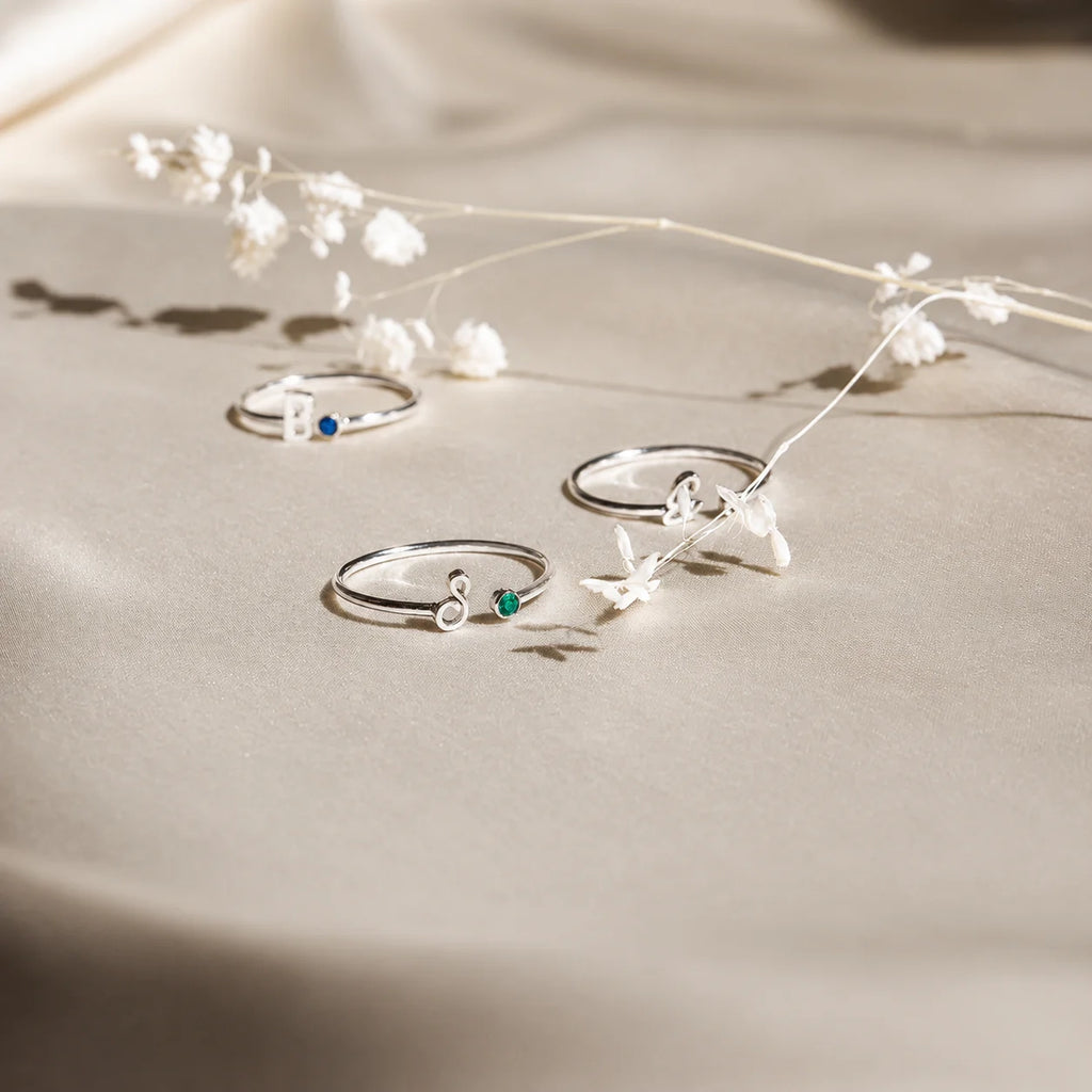 Venice Initial Birthstone Ring