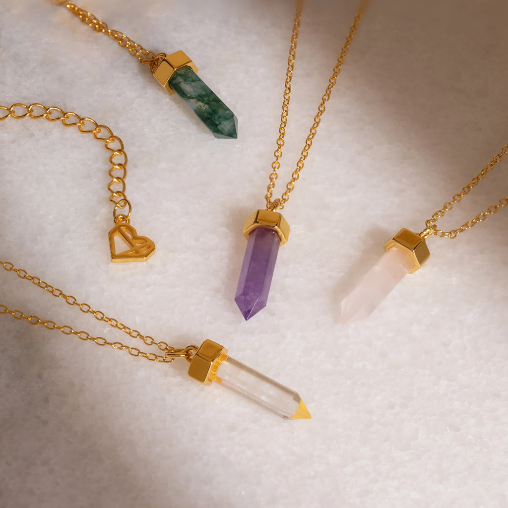 Agate Quartz Necklace Silver 18K Gold Plated