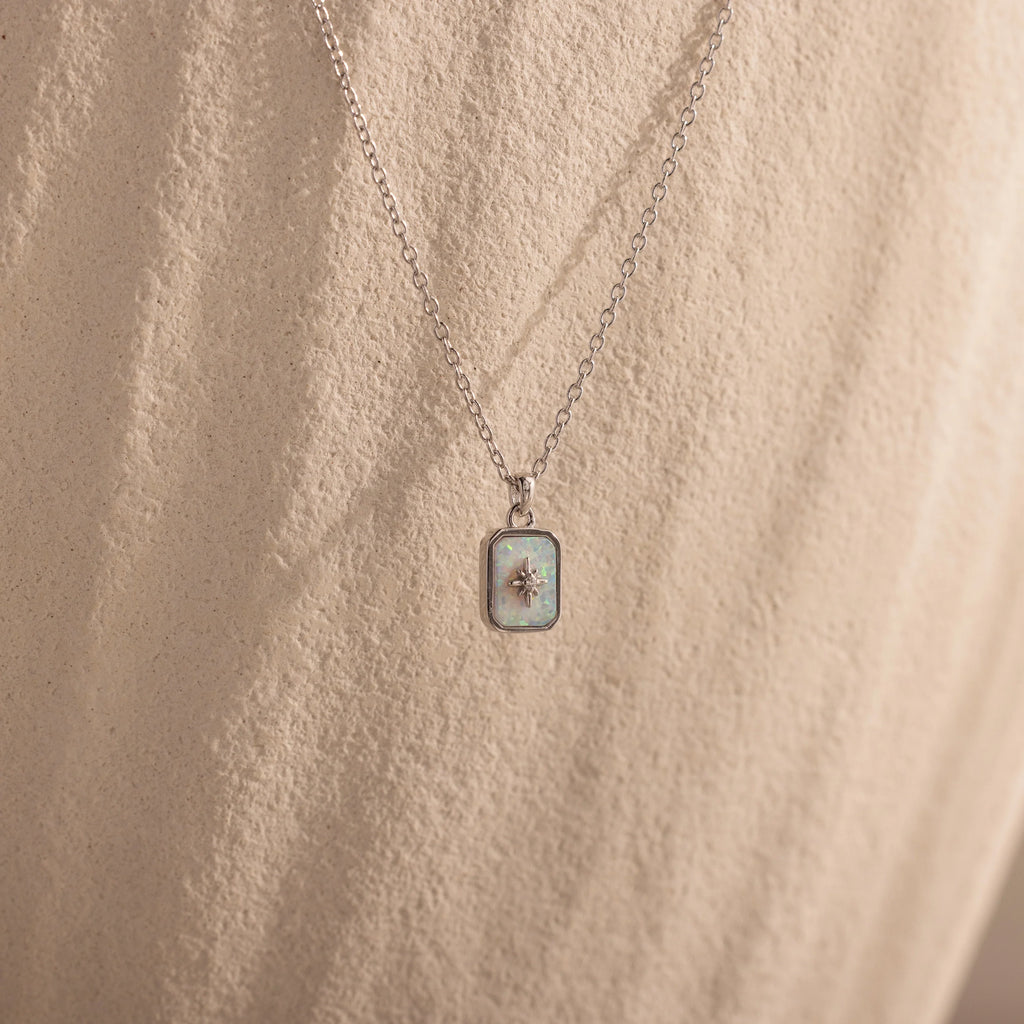 North Star Opal Necklace Silver 18K Gold Plated