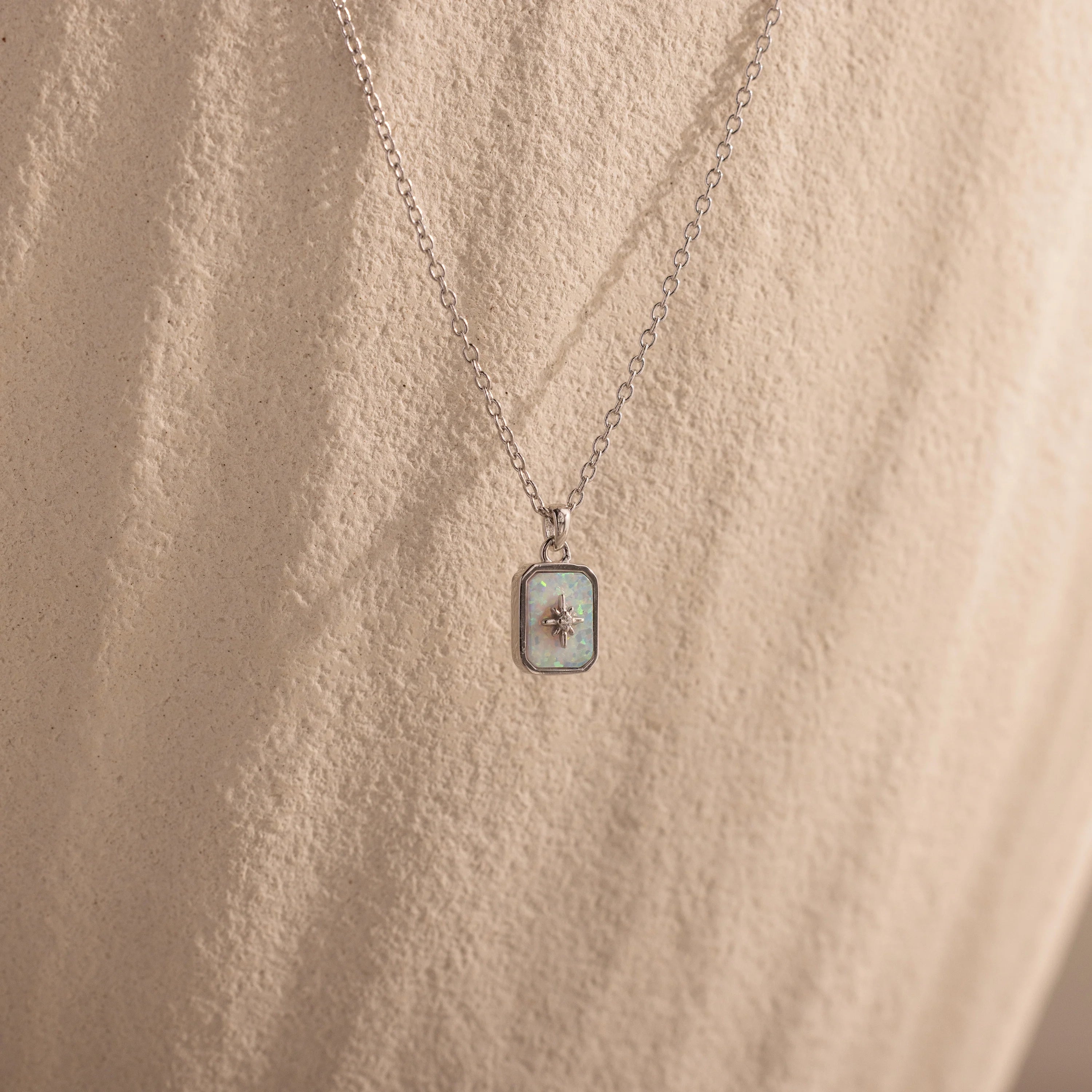 North Star Opal Necklace Silver 18K Gold Plated