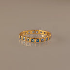 Blue Zircon Eternity Bezel Ring Silver 18K Gold Plated