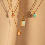 Pink Opal Pendant Necklace Silver 18K Gold Plated