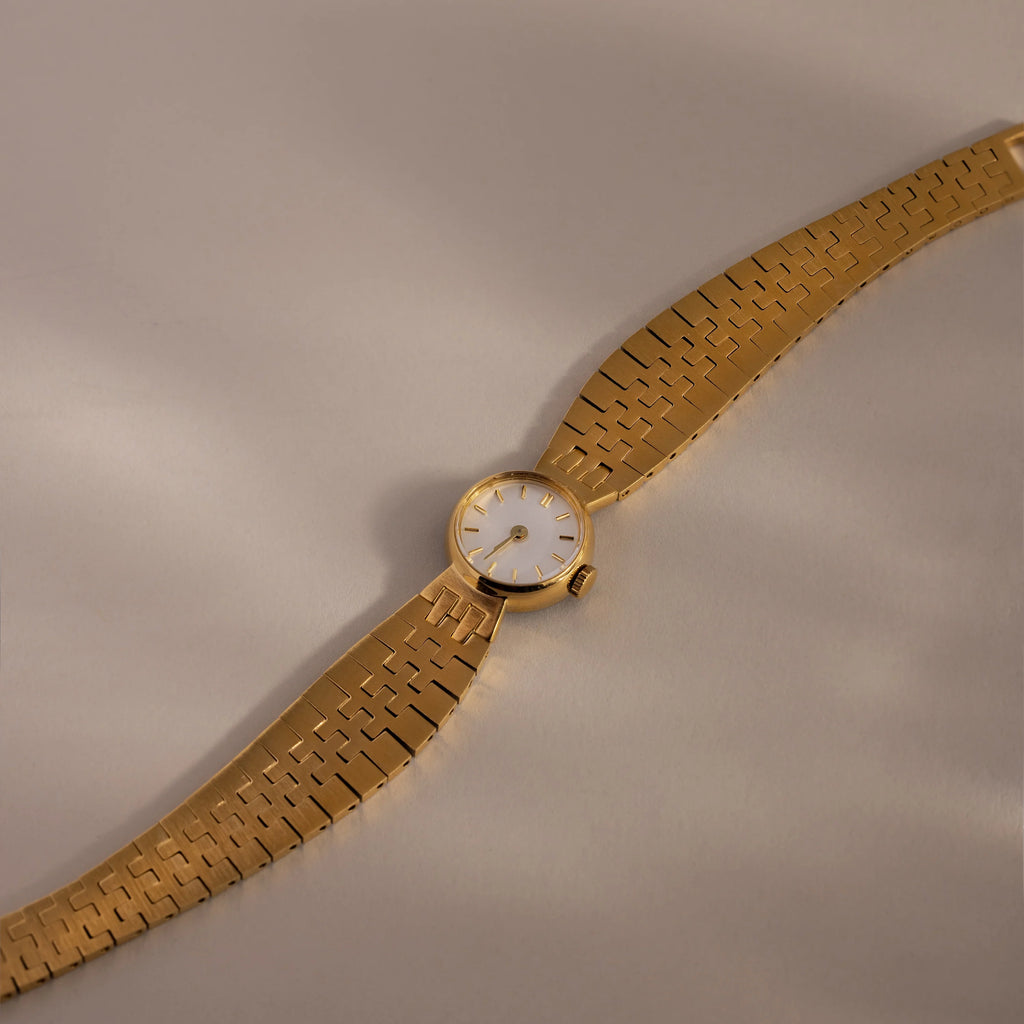 Brick Link Timepiece Silver 18K Gold Plated