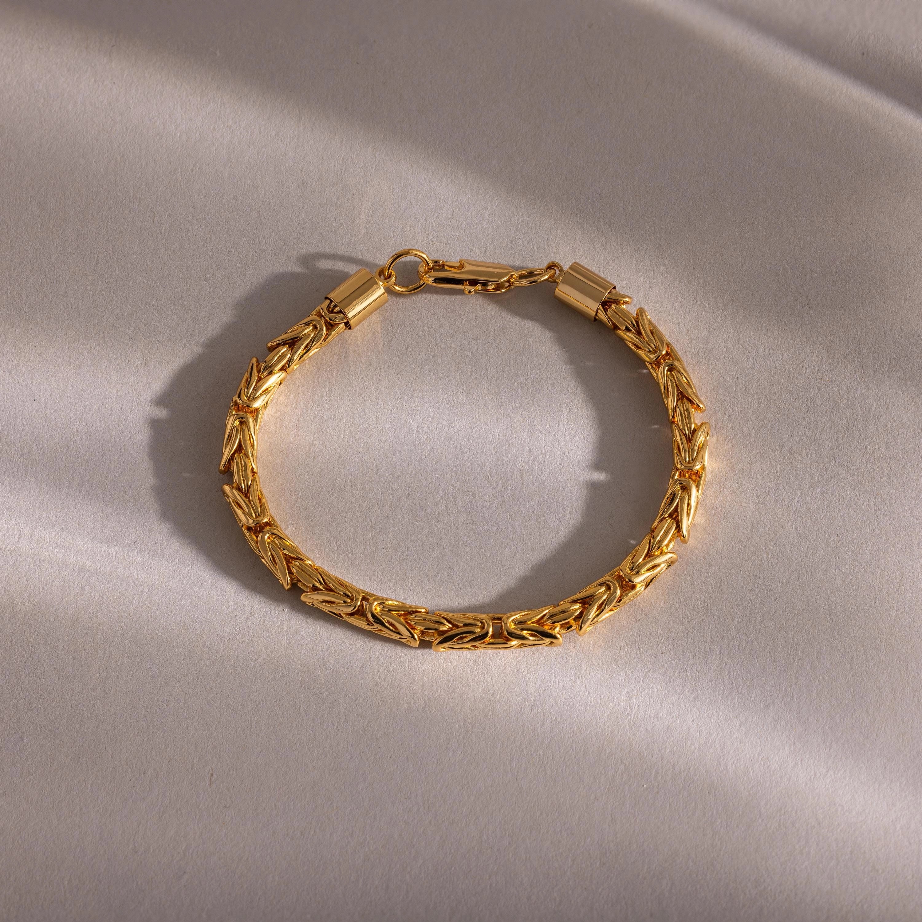 Byzantine Link Bracelet   Silver 18K Gold Plated