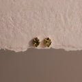 Peridot Rhombus Flatback Studs Silver 18K Gold Plated