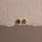 Peridot Rhombus Flatback Studs Silver 18K Gold Plated