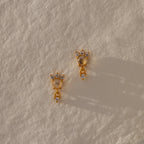 Diamonds Moonstone Drop Studs Silver 18K Gold Plated