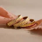 Ribbed Ruby Stack Ring Silver 18K Gold Plated