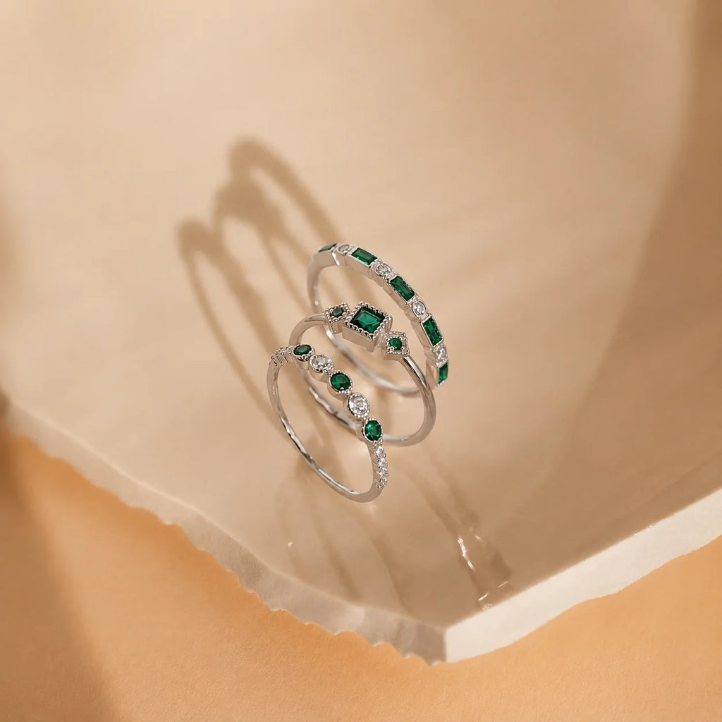 Emerald Stacking Ring Set