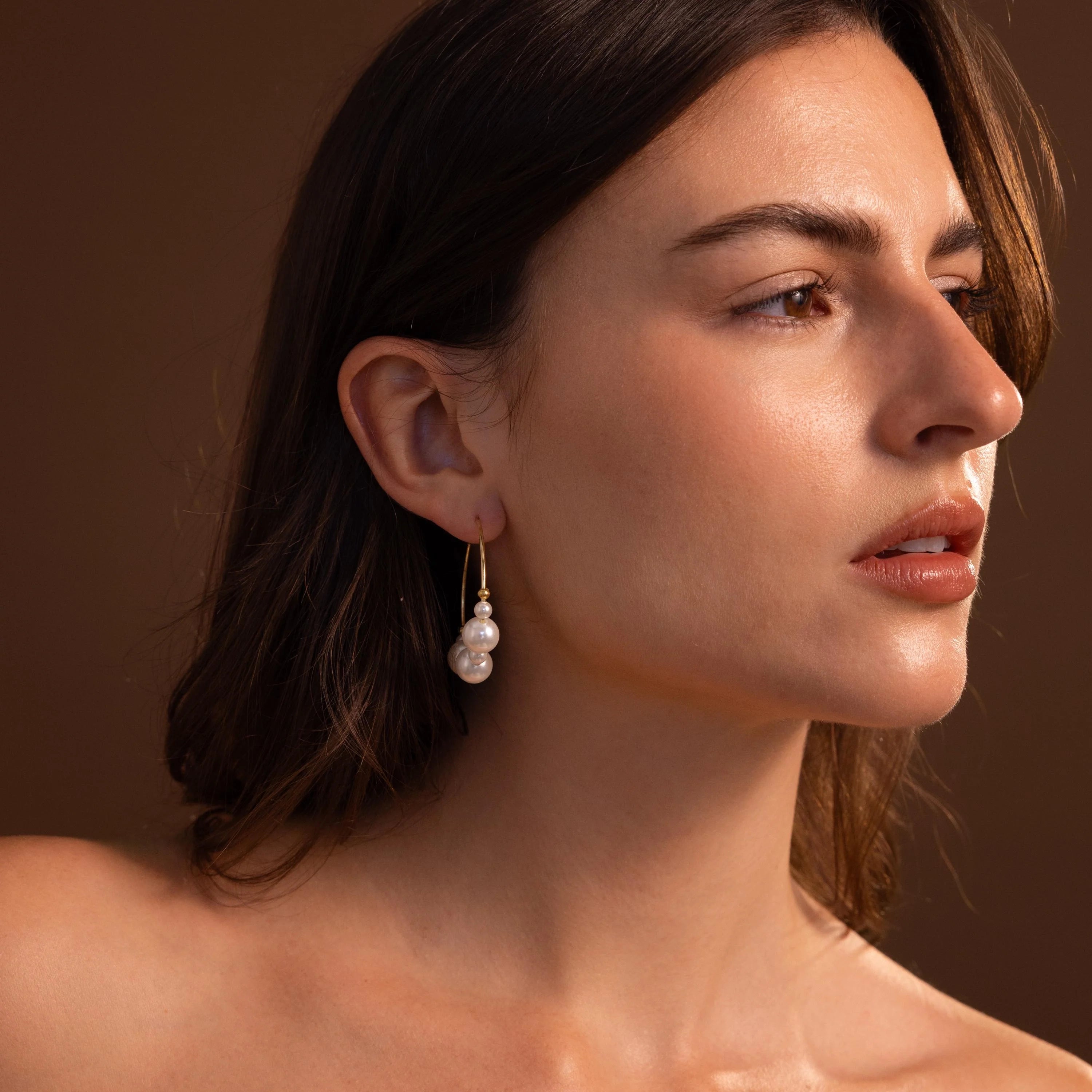 Statement Pearl Hoops  Silver 18K Gold Plated