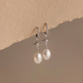 Diamond North Star Pearl Hoops Silver 18K Gold Plated
