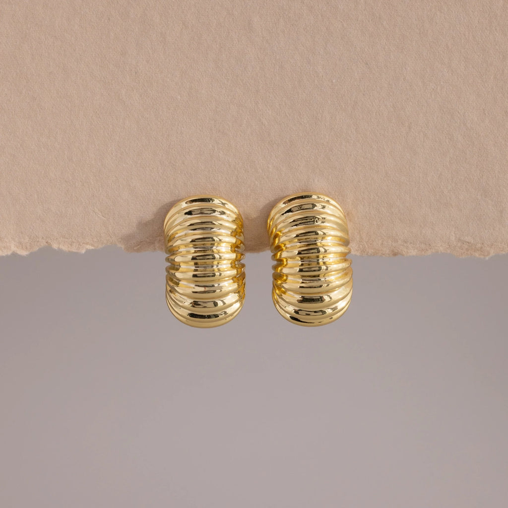 Chunky Ribbed Hoops Silver 18K Gold Plated