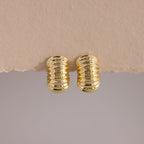 Chunky Ribbed Hoops Silver 18K Gold Plated