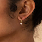 Pear Diamond Drop Hoops Silver 18K Gold Plated