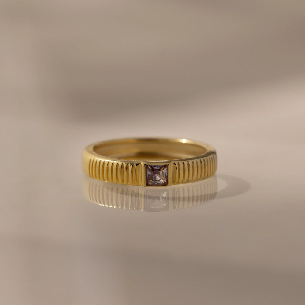 Ribbed Alexandrite Band Silver 18K Gold Plated