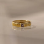 Ribbed Alexandrite Band Silver 18K Gold Plated