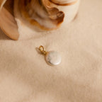 Round Pearl Charm Silver 18K Gold Plated