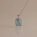 Aquamarine Birth Flower Charm Necklace Silver 18K Gold Plated