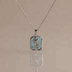 Aquamarine Birth Flower Charm Necklace Silver 18K Gold Plated