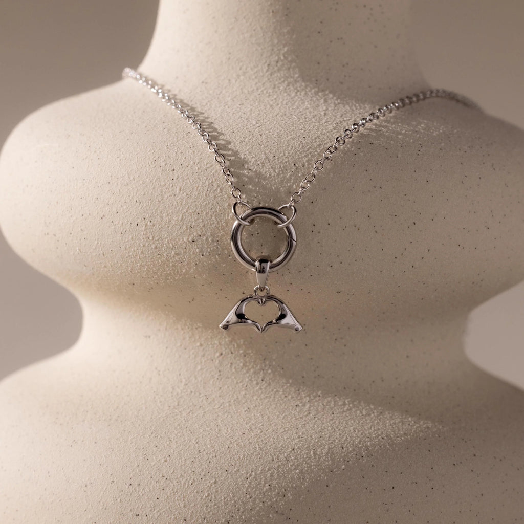 Heart Hand Charm Silver 18K Gold Plated