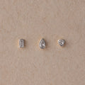 Diamond Bezel Flatback Studs Set Silver 18K Gold Plated
