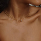 Dainty Diamond Necklace Silver 18K Gold Plated