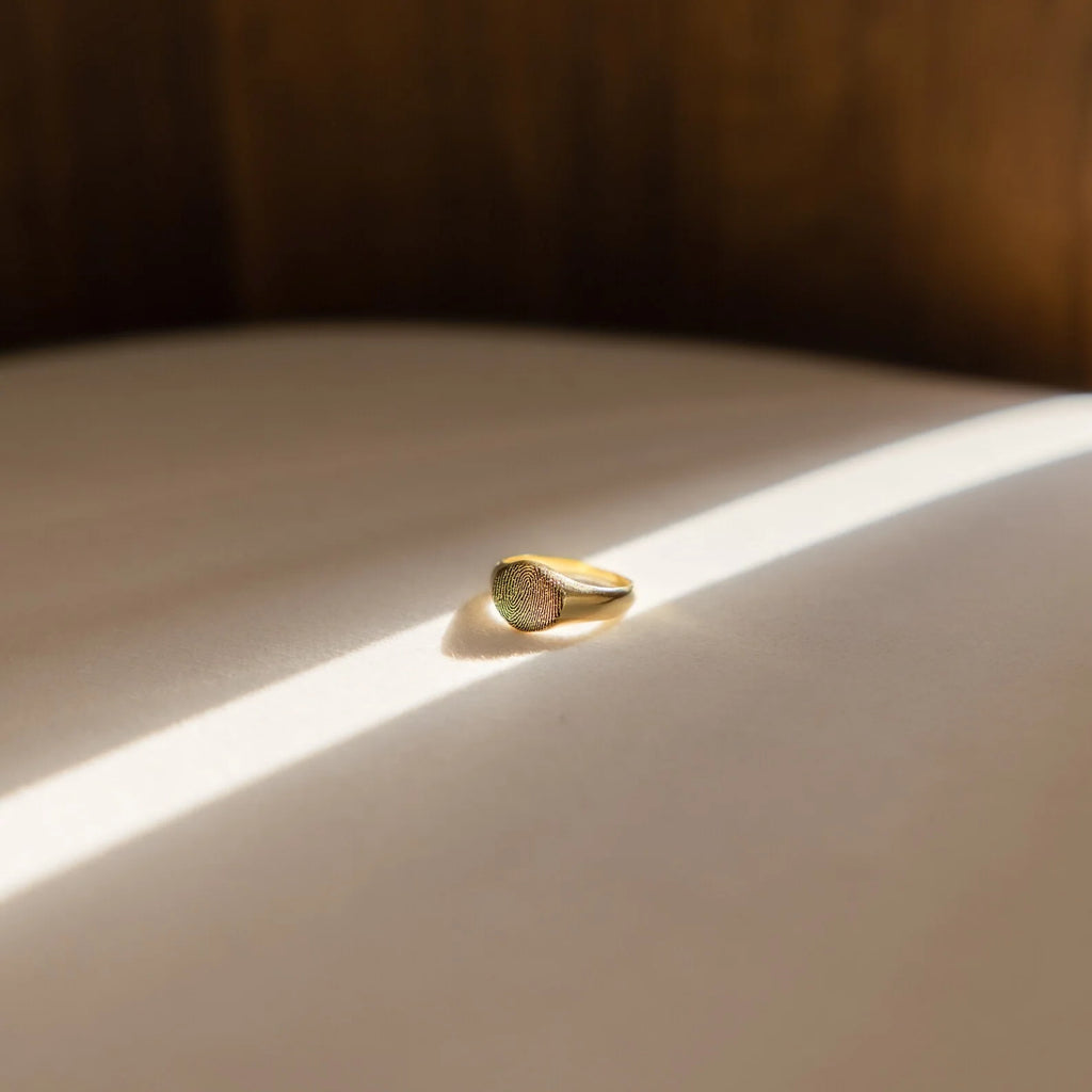Fingerprint Signet Ring Silver 18K Gold Plated