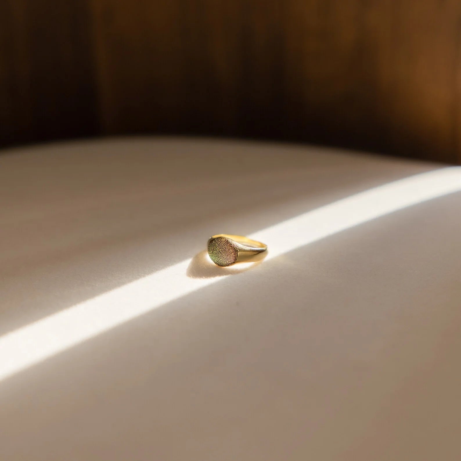Fingerprint Signet Ring Silver 18K Gold Plated