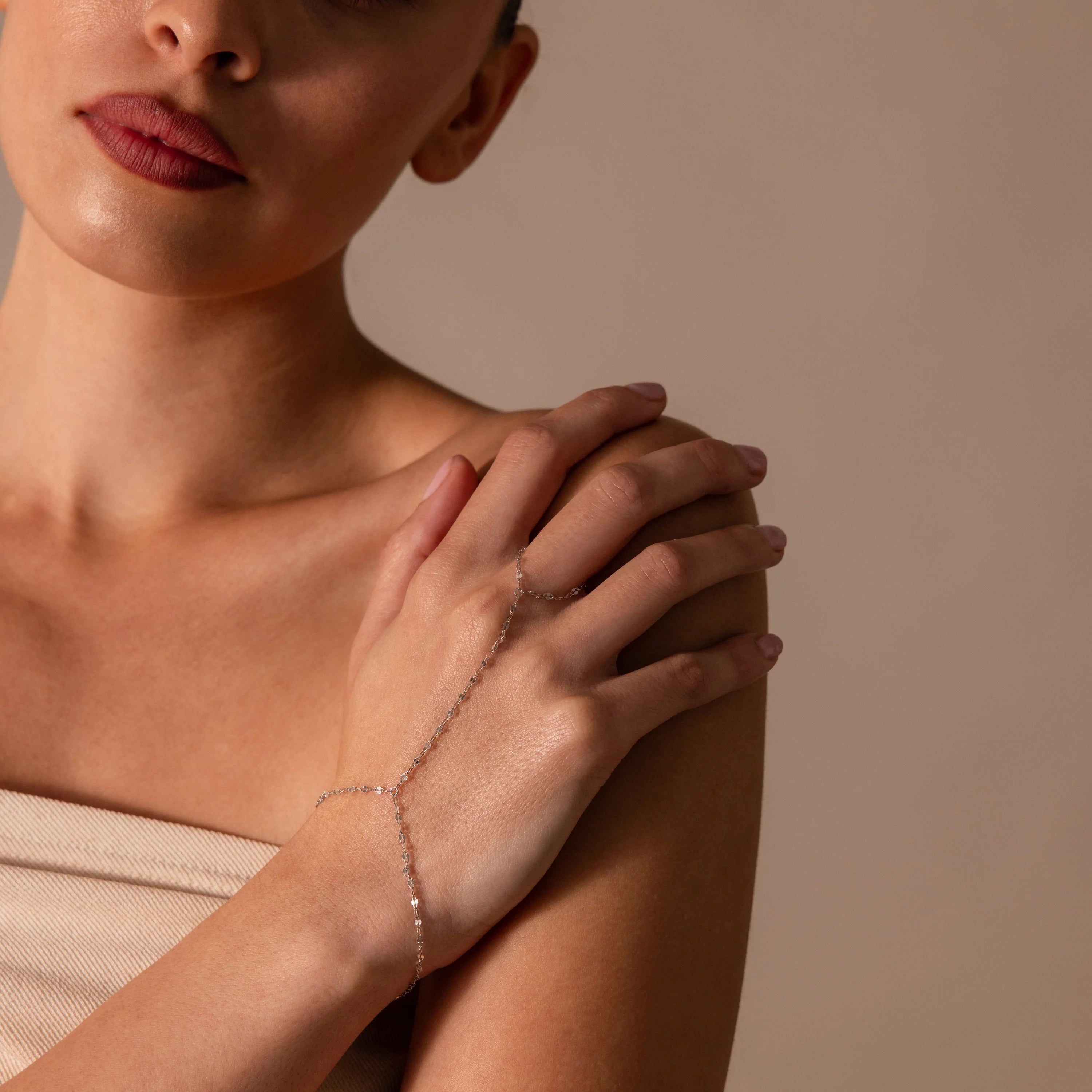 Sparkle Hand Chain Bracelet Silver 18K Gold Plated