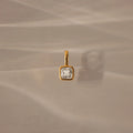 Diamond Square Bezel Charm Silver 18K Gold Plated