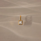 Diamond Square Bezel Charm Silver 18K Gold Plated