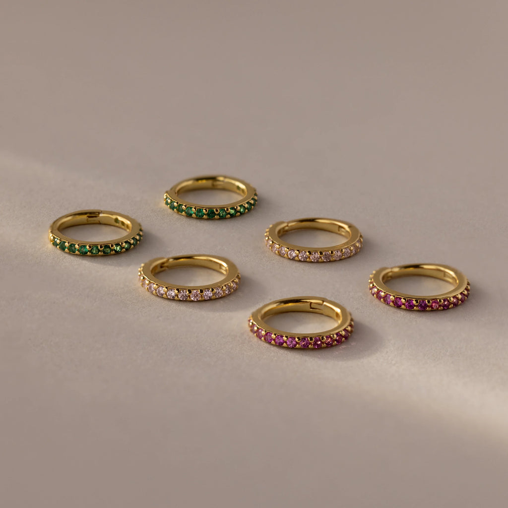 Pink Tourmaline Huggies Silver 18K Gold Plated