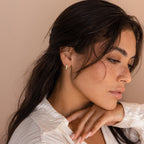 White Opal Inlay Hoops Silver 18K Gold Plated