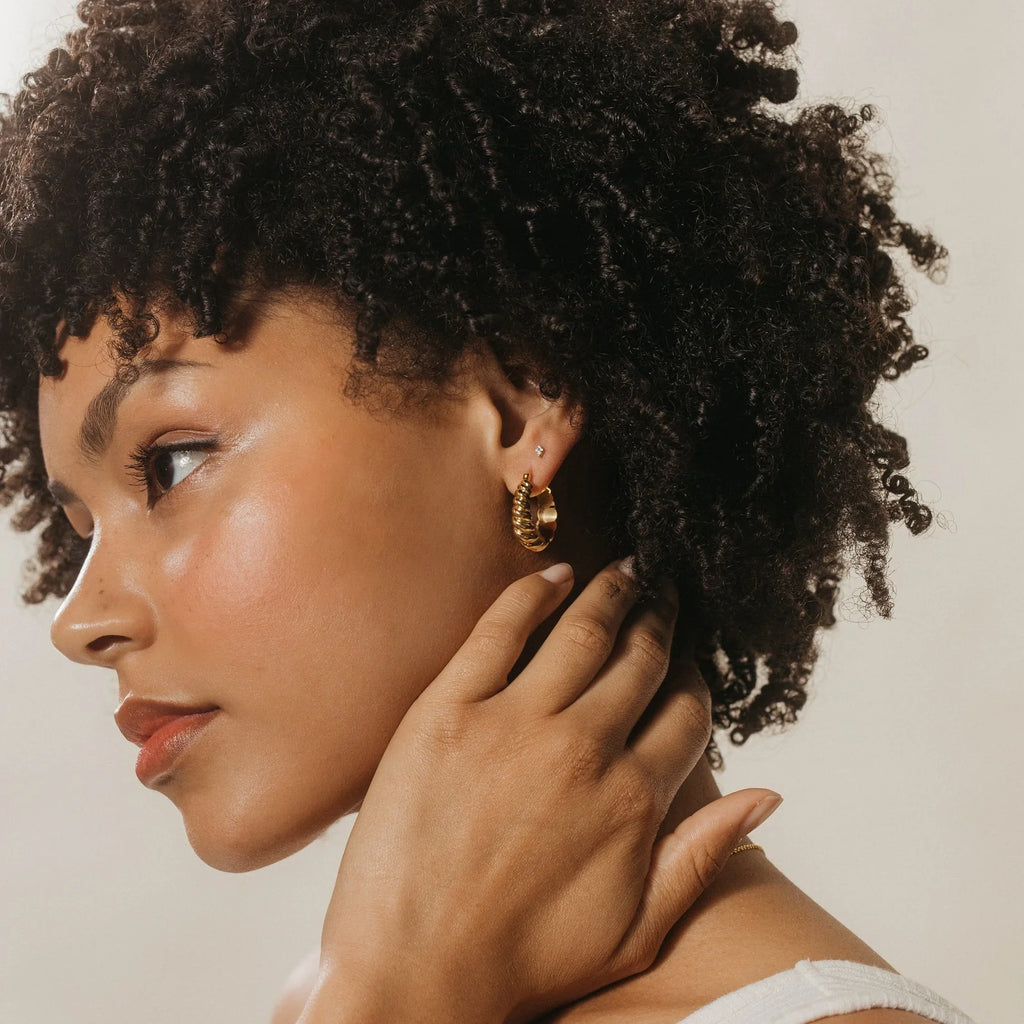 Sylvie Bold Croissant Hoops Silver 18K Gold Plated