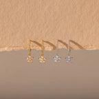 Opal Blossom Drop Huggies  Silver 18K Gold Plated