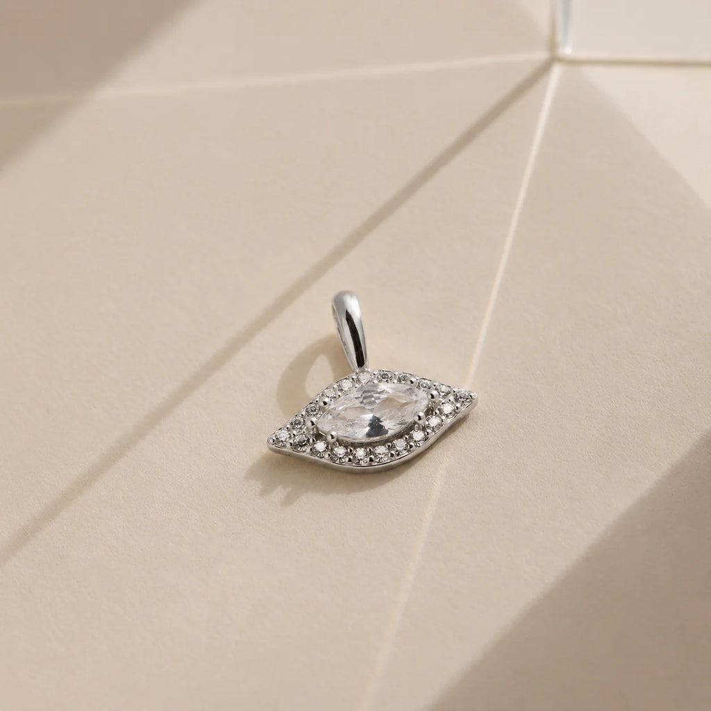 Evil Eye Protection Jewelry Pave Charm Necklace
