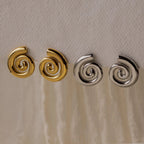 Bold Spiral Stud Earrings Silver 18K Gold Plated