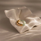Half Jade Ring Silver 18K Gold Plated