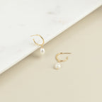 Margot Pearl Hoops Silver 18K Gold Plated
