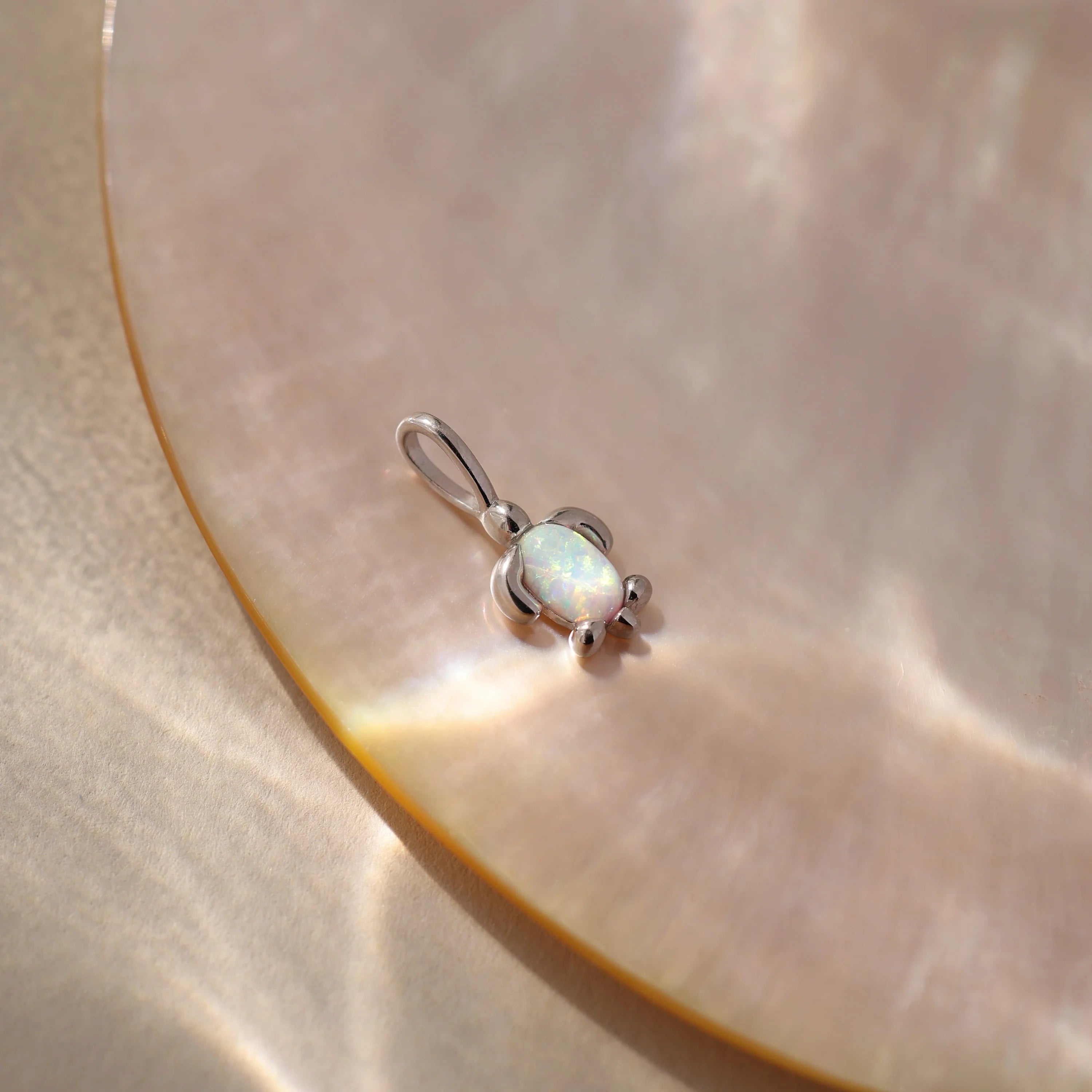 Opal Turtle Charm Silver 18K Gold Plated