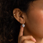 Round Pearl Drop Earrings Silver 18K Gold Plated