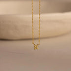 Dainty Bubble Initial Necklace Silver 18K Gold Plated