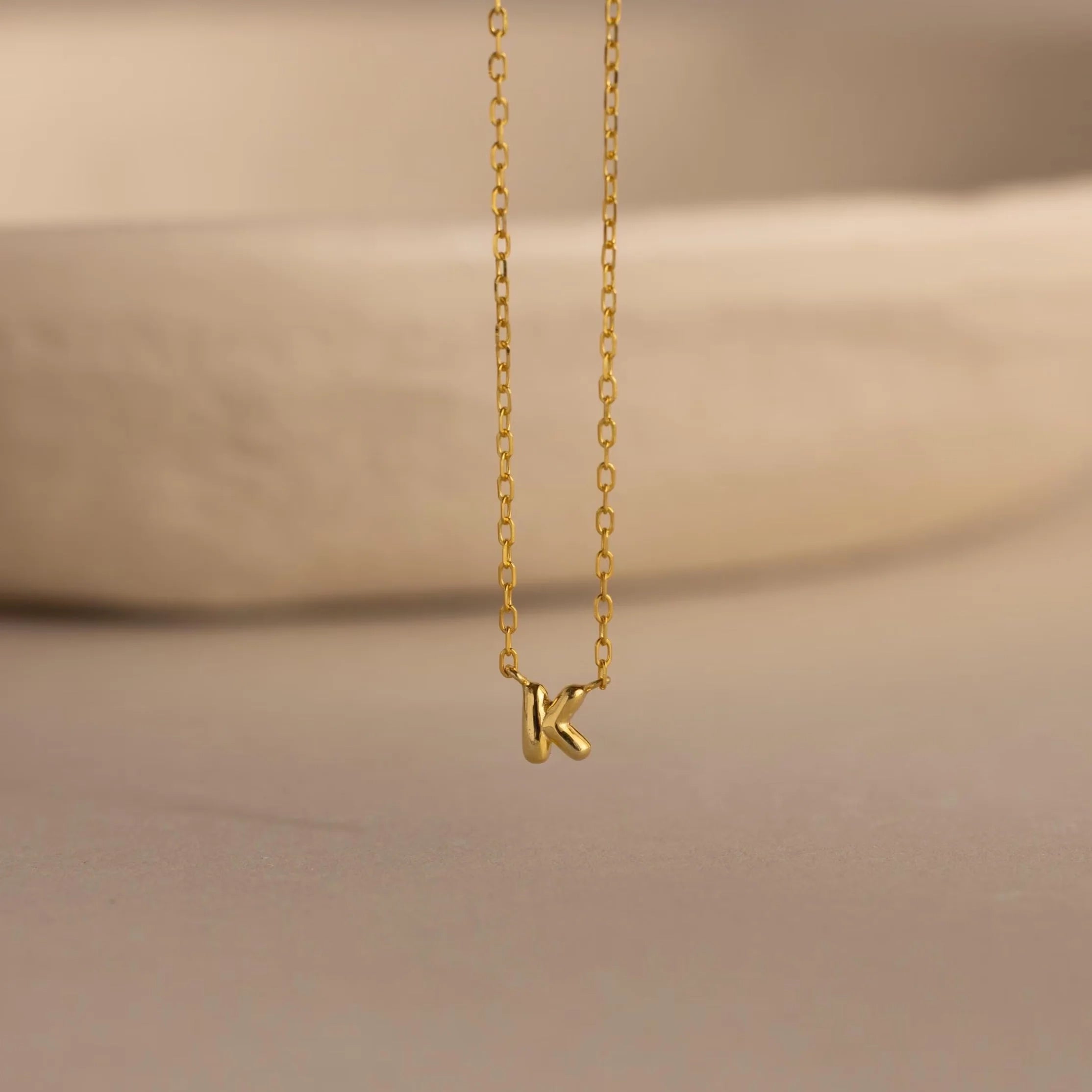 Dainty Bubble Initial Necklace Silver 18K Gold Plated
