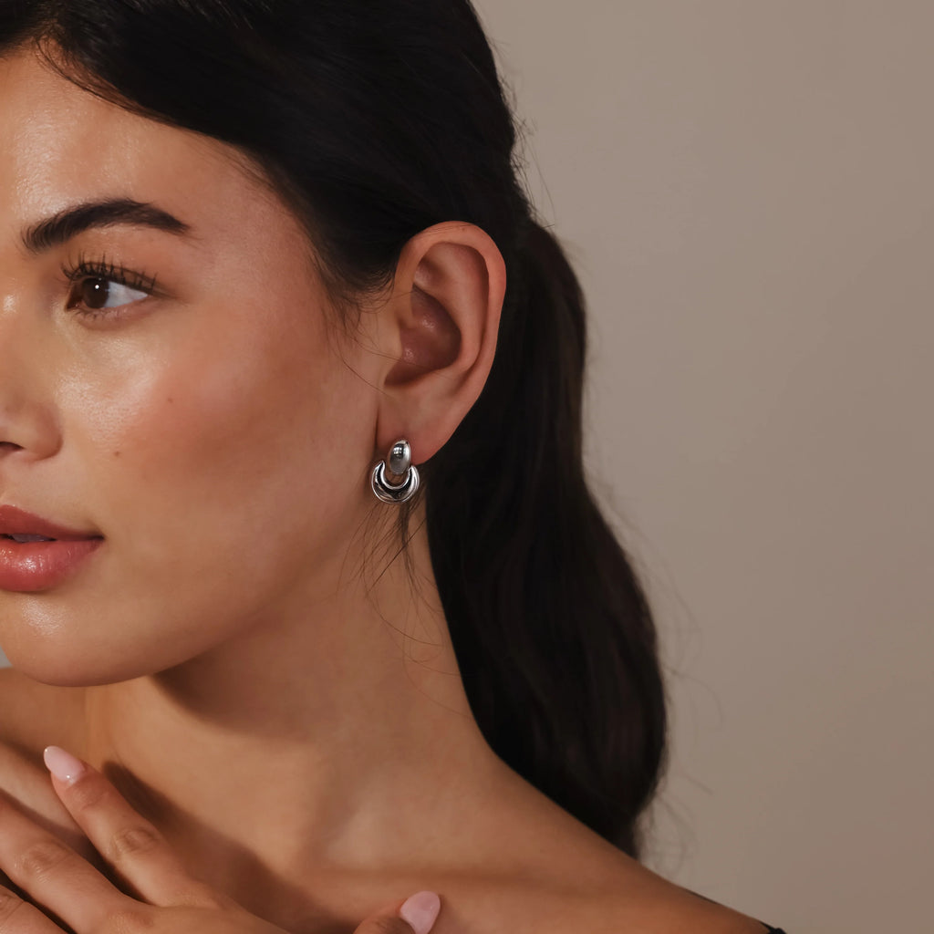 Eclipse Dome Studs Silver 18K Gold Plated