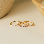 Triple Marquise Birthstone Ring Silver 18K Gold Plated